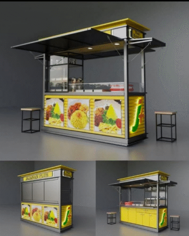 A sleek and functional food stall