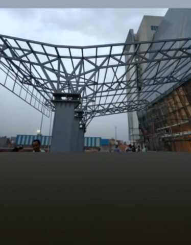 Heavy steel structural canopy framework
