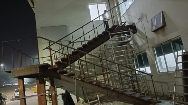A durable metal staircase